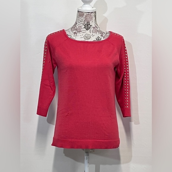 COPY - CARMEN MARC VALVO Poppy red 3/4 sleeve top size‎ M - Picture 1 of 12